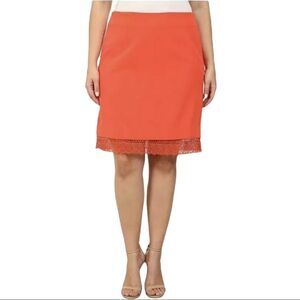 MYNT 1972 Lace Trim Orange Skirt Officecore
